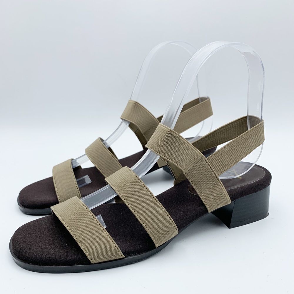 LIFE STRIDE BLOCK HEEL Taupe Stretch Sandal Sz 8.5‎